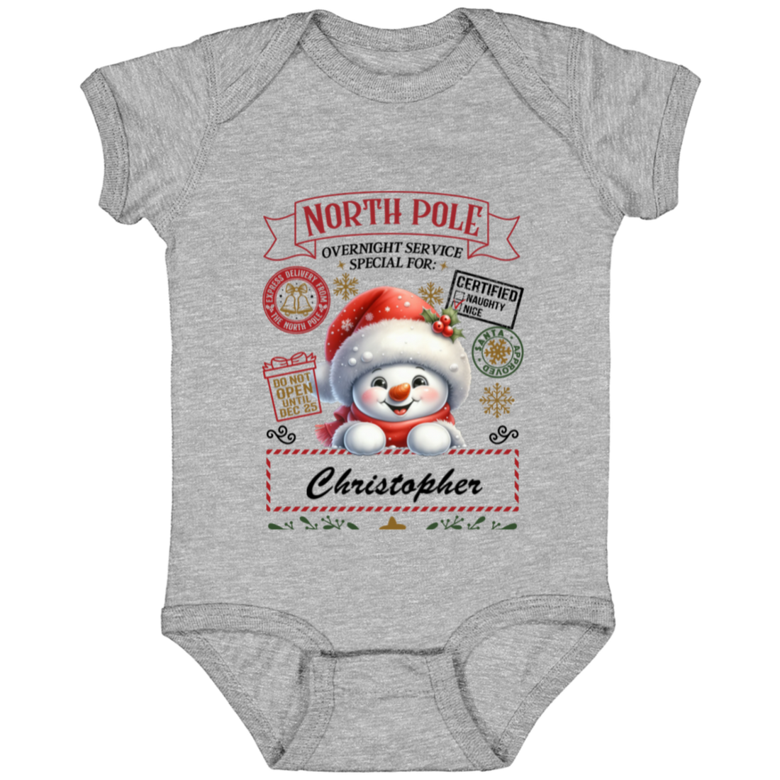 Personalized" North Pole Overnight Service" Youth and Infant T-Shirt