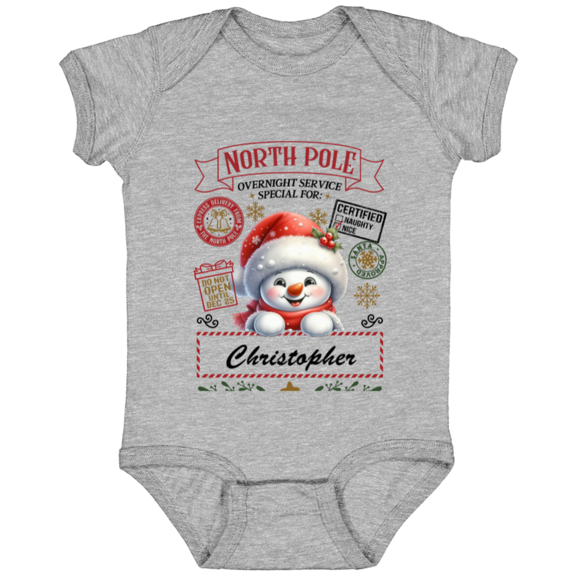 Personalized" North Pole Overnight Service" Youth and Infant T-Shirt