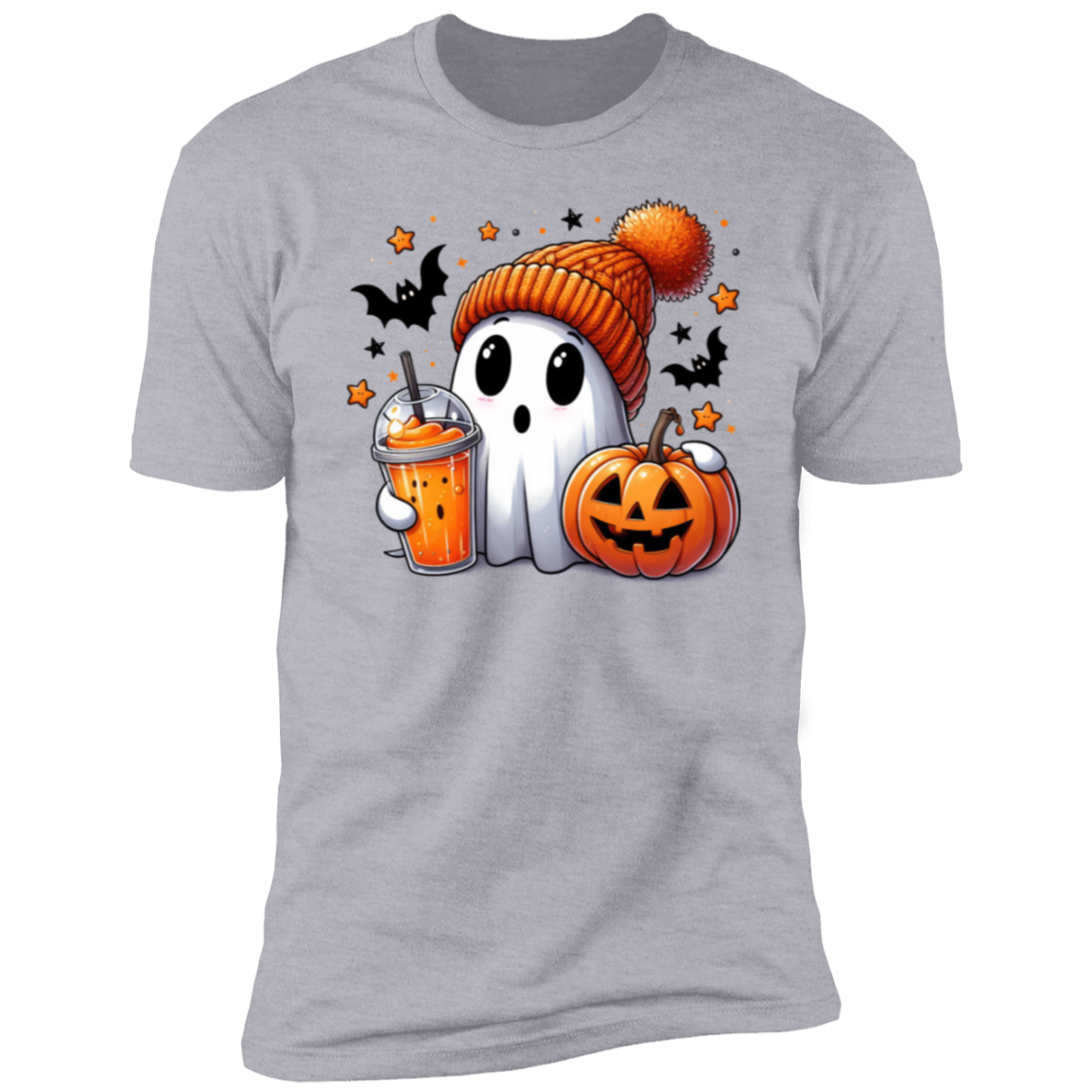 Halloween Cute Ghost and Pumpkin T-Shirt Short Sleeve