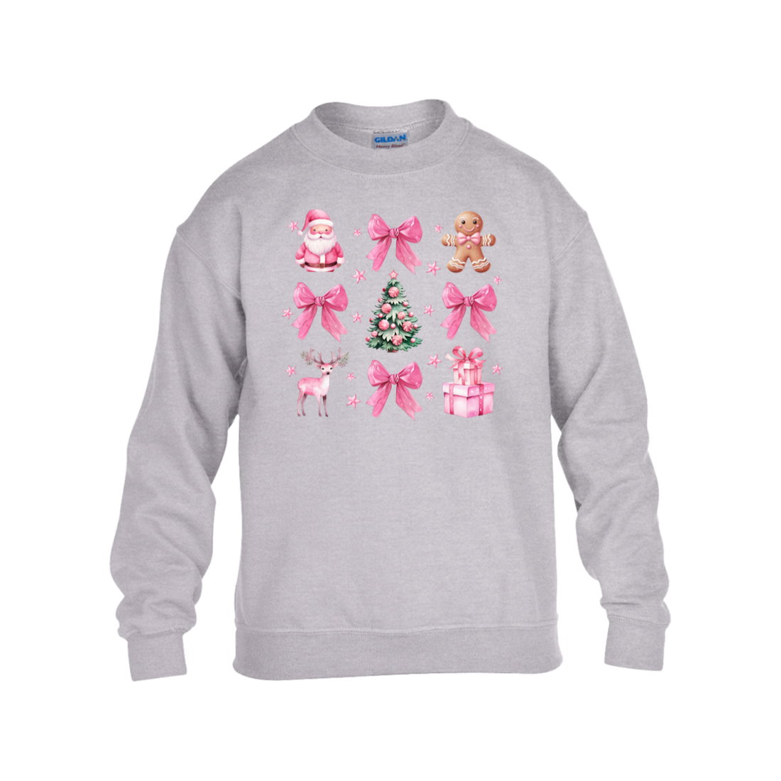 Coquette Christmas Sweatshirt | Pretty Pink Bows, Santas and Gingerbread Sweatshirt Youth