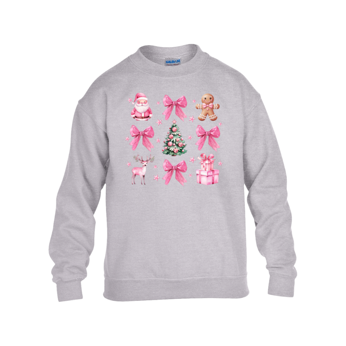 Coquette Christmas Sweatshirt | Pretty Pink Bows, Santas and Gingerbread Sweatshirt Youth