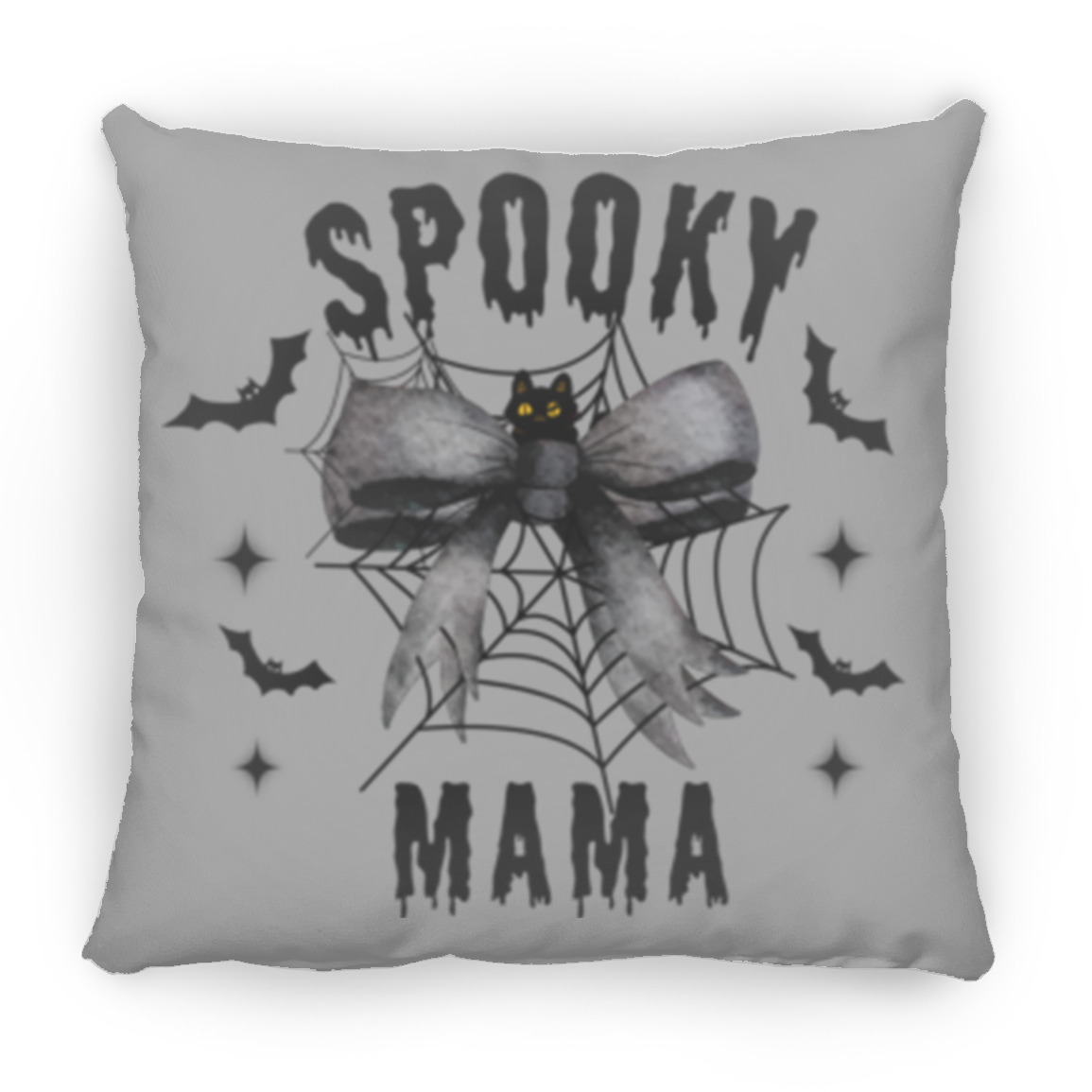 Halloween Decor, Spooky Mama Throw Pillows |Purple Bow| Grey Bow Large Throw Pillow