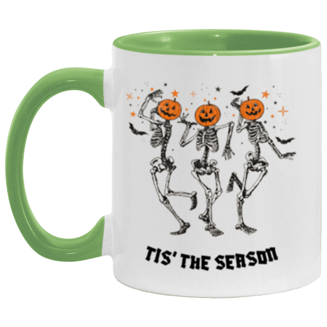 Halloween Coffee Mug, Pumpkin Head Mug, Gift For Halloween, Dancing Skeleton Mug,  11oz Accent Mug
