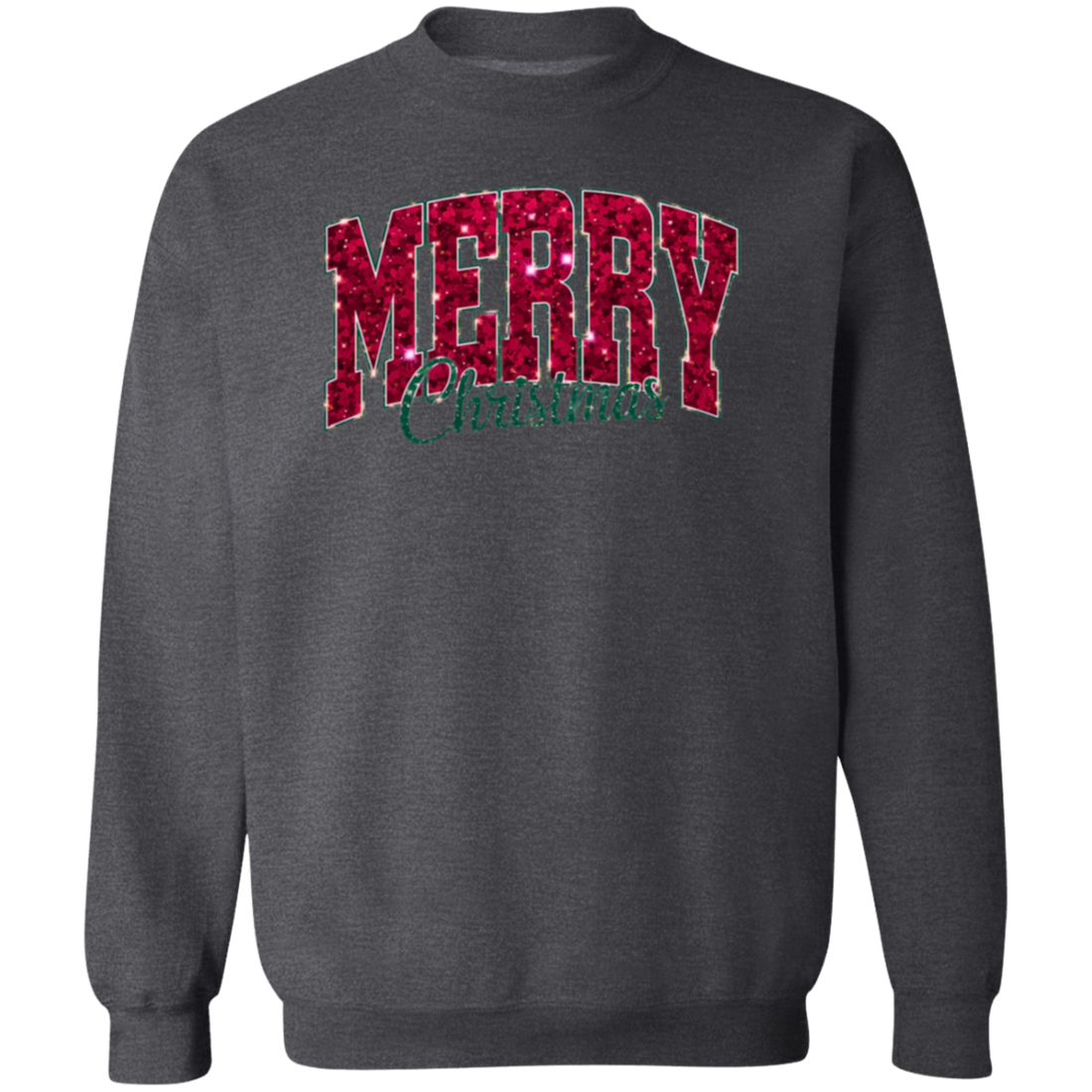 Merry Christmas Faux Glitter Sweatshirt | Cute Winter Shirt