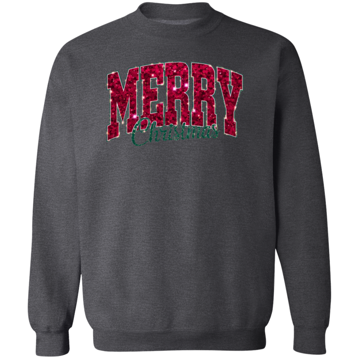 Merry Christmas Faux Glitter Sweatshirt | Cute Winter Shirt