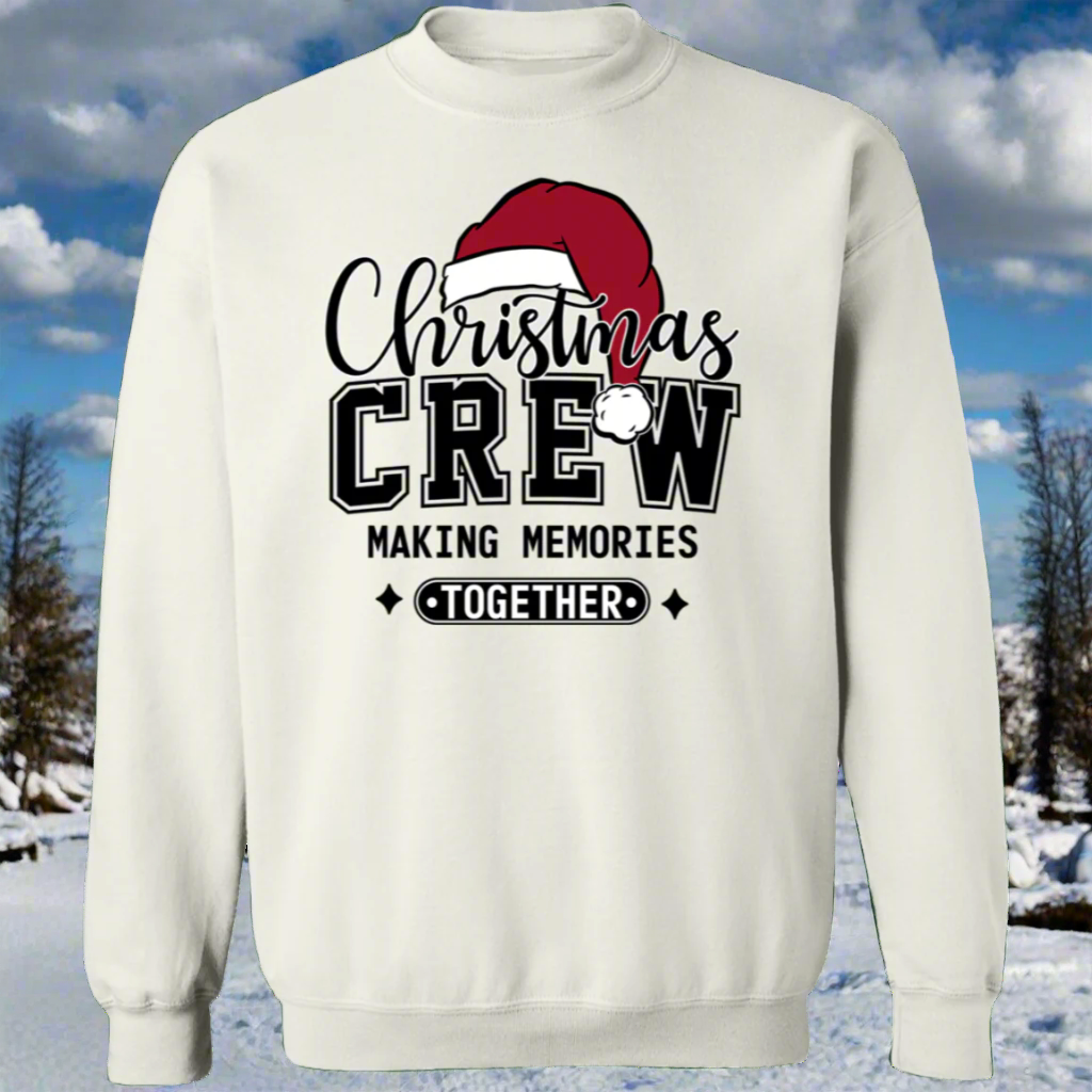 Christmas Crew "Making Memories" Santa Hat Pullover Sweatshirt