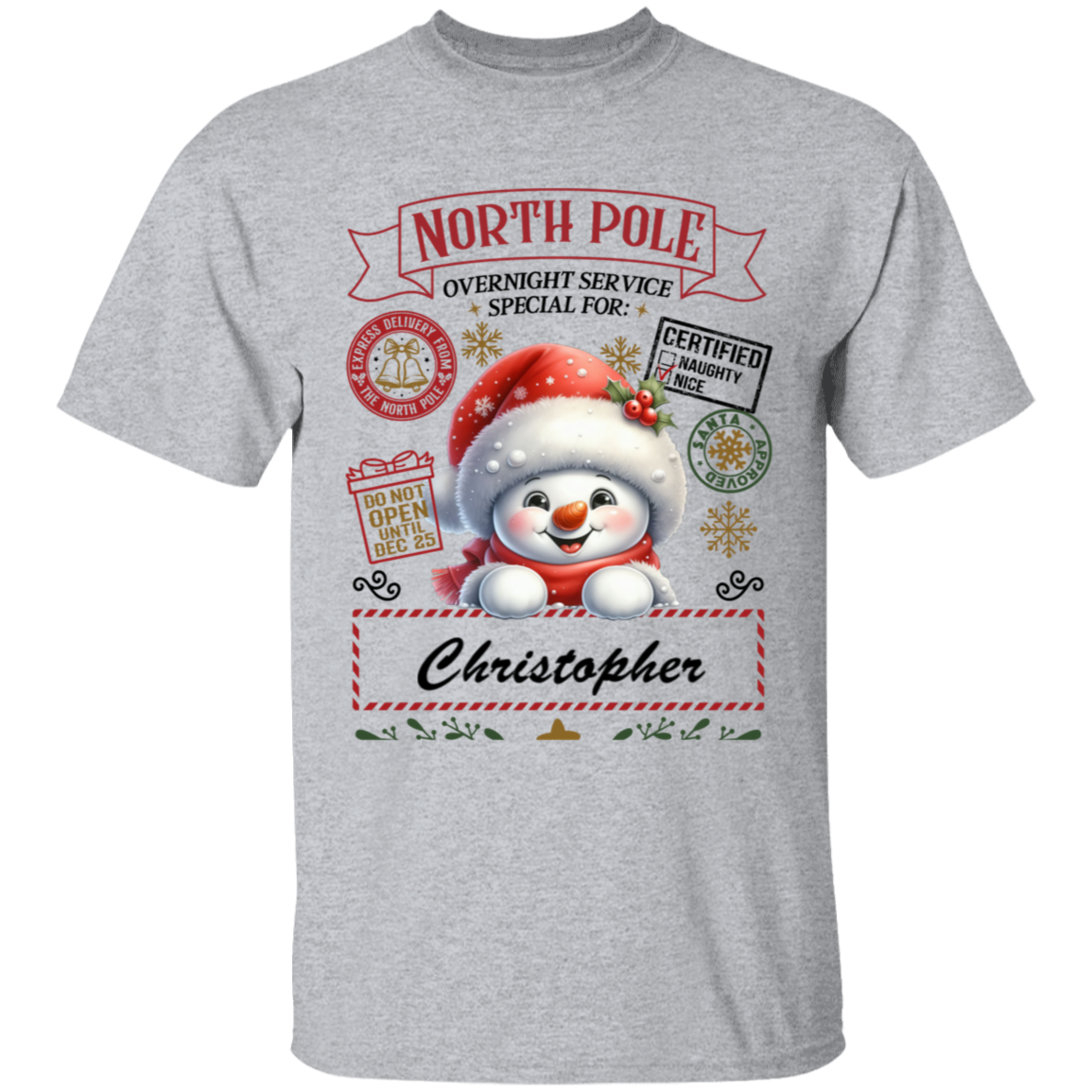 Personalized" North Pole Overnight Service" Youth and Infant T-Shirt