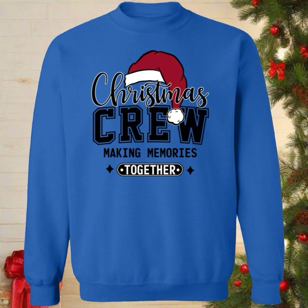 Christmas Crew "Making Memories" Santa Hat Pullover Sweatshirt