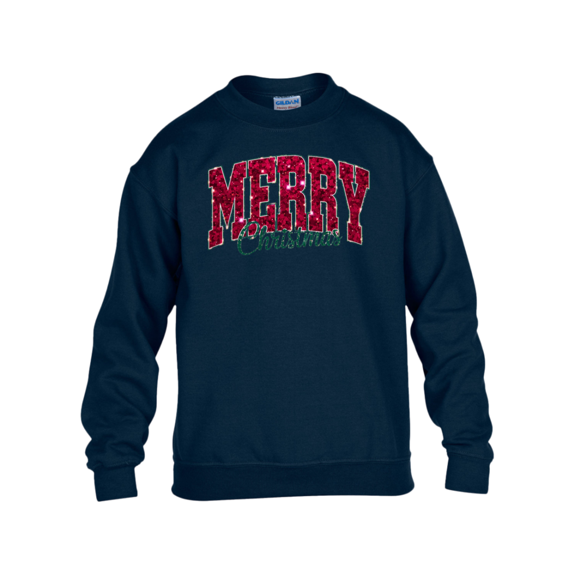 Merry Christmas Faux Glitter Sweatshirt | Cute Winter Shirt