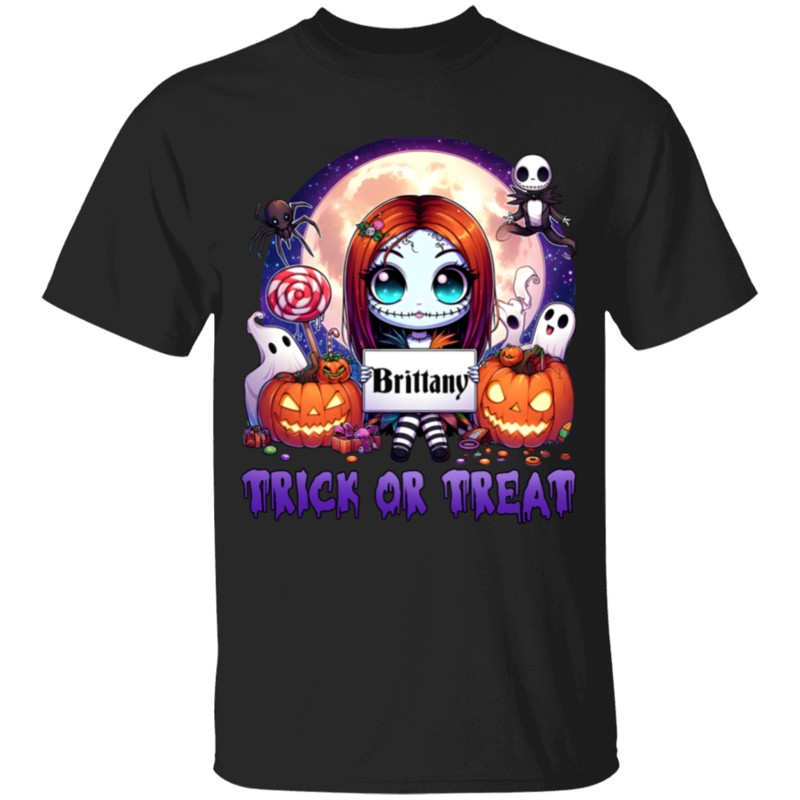 Personalized Halloween Cartoon "Trick or Treat" Youth T-Shirt