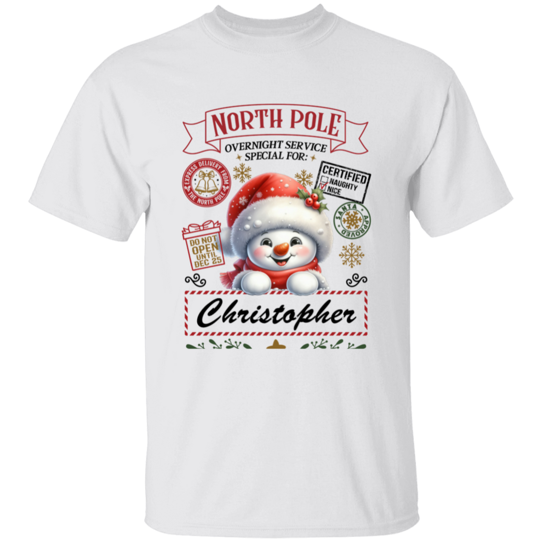 Personalized "North Pole Overnight Service" S/L T-Shirt T-Shirt