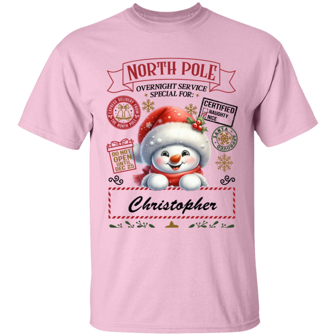 Personalized" North Pole Overnight Service" Youth and Infant T-Shirt