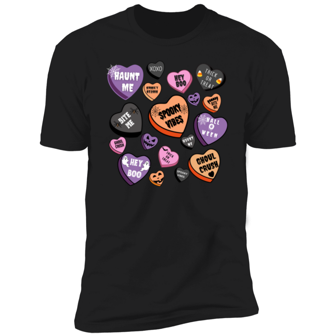 Halloween Candy Heart Short Sleeve T-Shirt | Candy Heart Halloween Gifts
