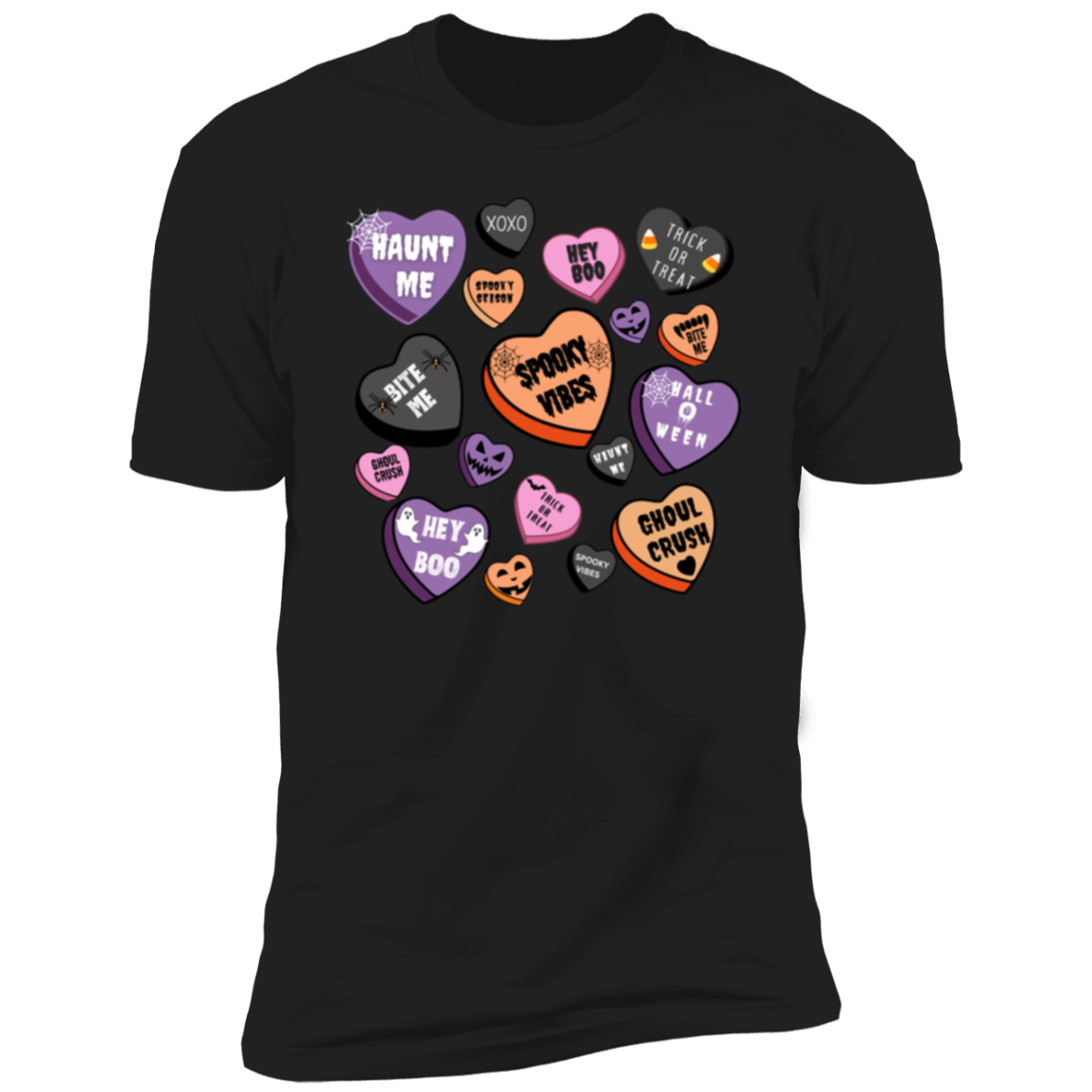 Halloween Candy Heart Short Sleeve T-Shirt | Candy Heart Halloween Gifts