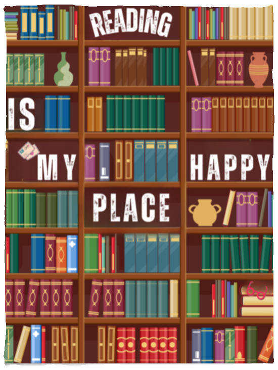 "Reading is my Happy Place" Fleece Blanket Gift | Birthday | Valentine