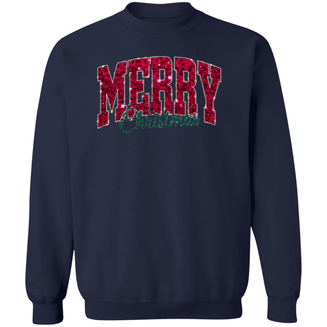 Merry Christmas Faux Glitter Sweatshirt | Cute Winter Shirt