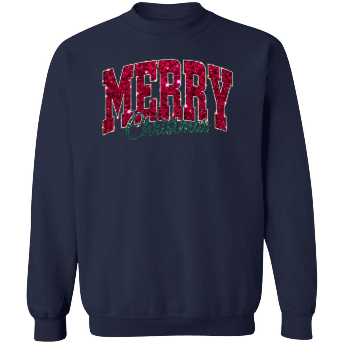 Merry Christmas Faux Glitter Sweatshirt | Cute Winter Shirt