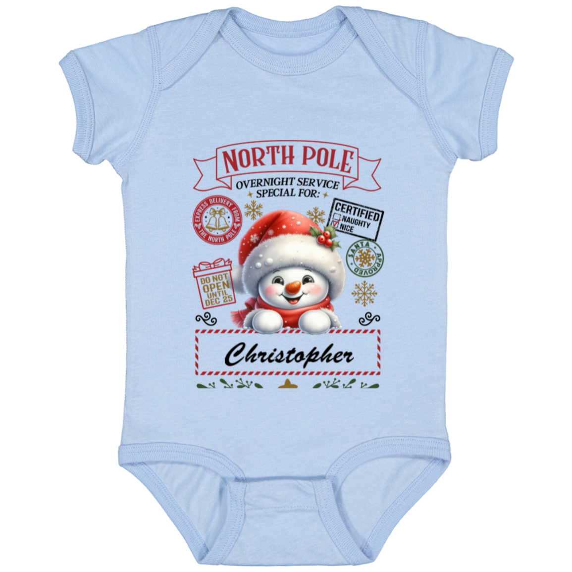 Personalized" North Pole Overnight Service" Youth and Infant T-Shirt