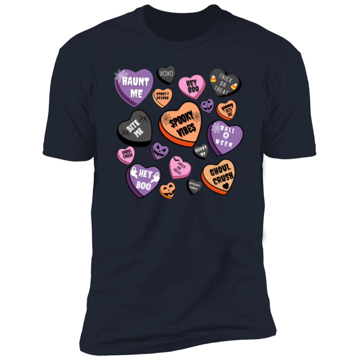 Halloween Candy Heart Short Sleeve T-Shirt | Candy Heart Halloween Gifts