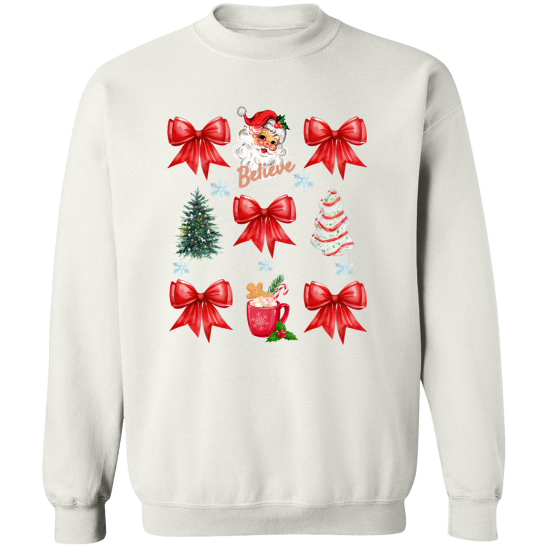 Coquette Bow Sweatshirt, Cute Red Ribbon Santa Sweatshirt