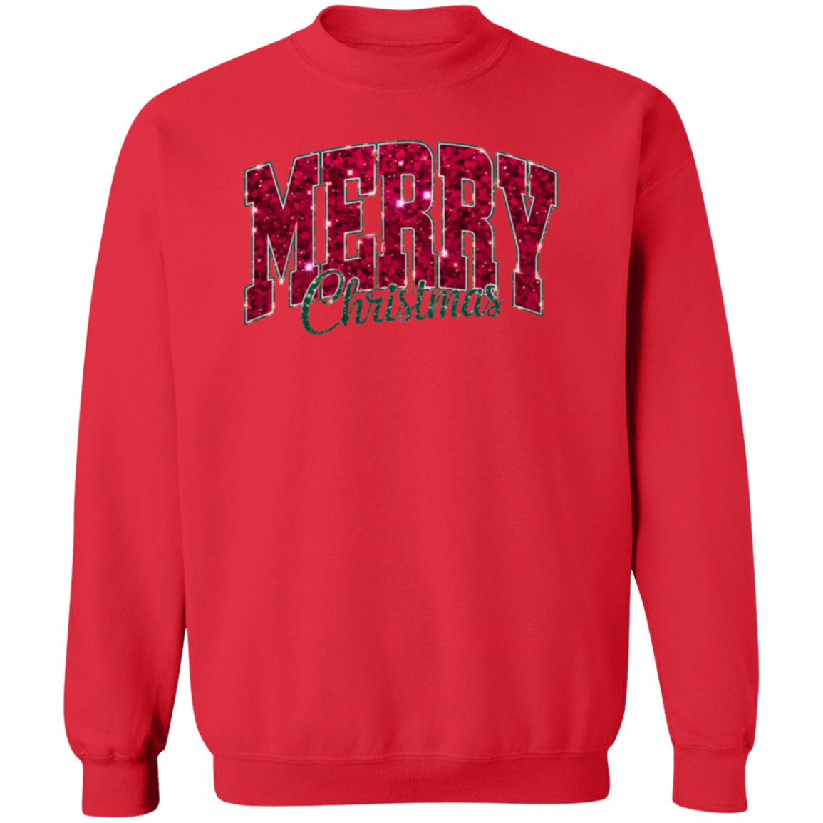 Merry Christmas Faux Glitter Sweatshirt | Cute Winter Shirt