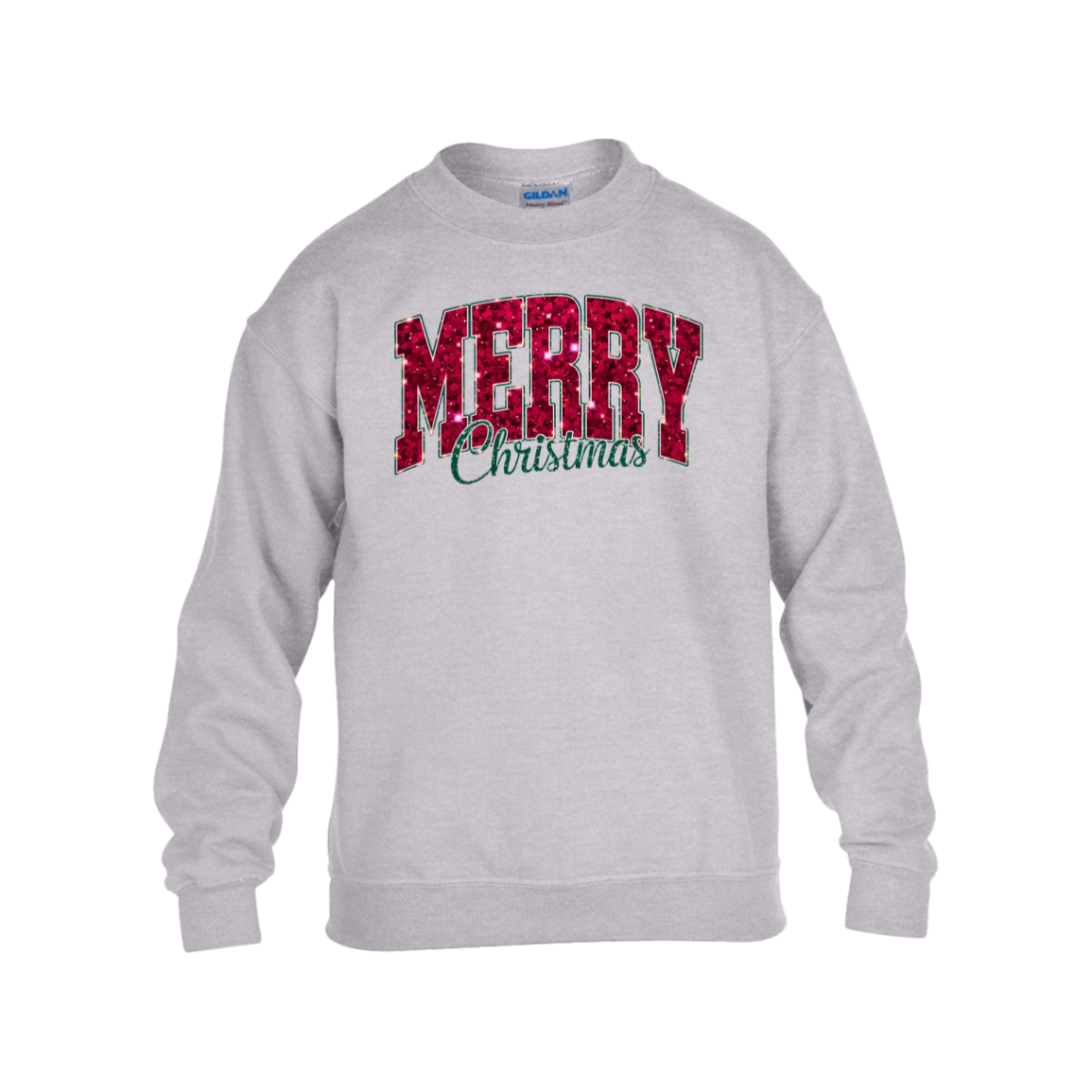 Merry Christmas Faux Glitter Sweatshirt | Cute Winter Shirt