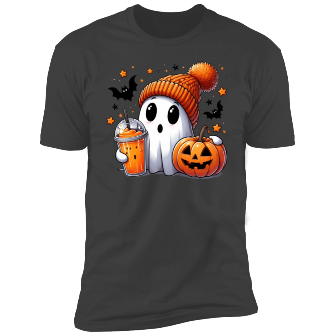 Halloween Cute Ghost and Pumpkin T-Shirt Short Sleeve