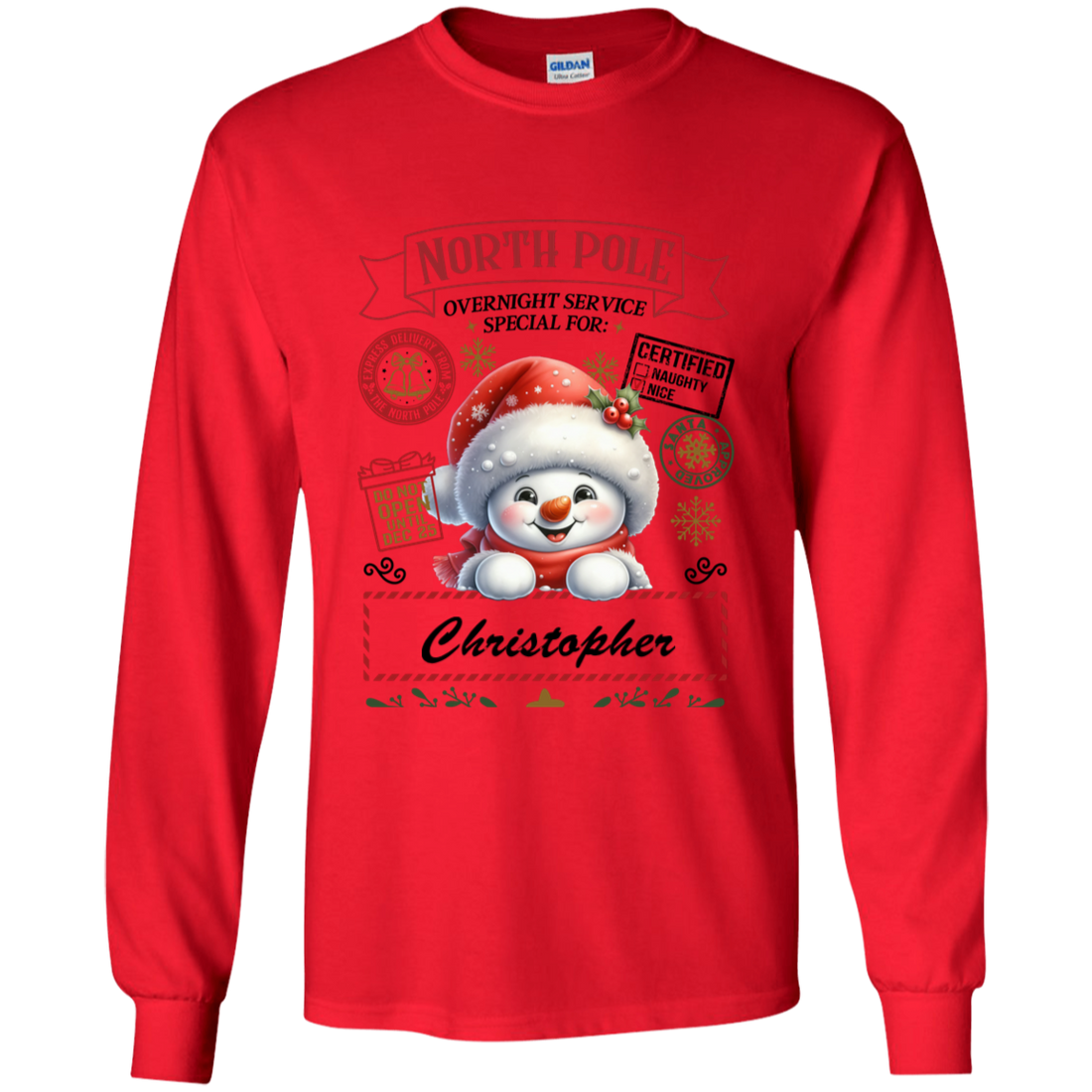 Personalized" North Pole Overnight Service" Youth and Infant T-Shirt