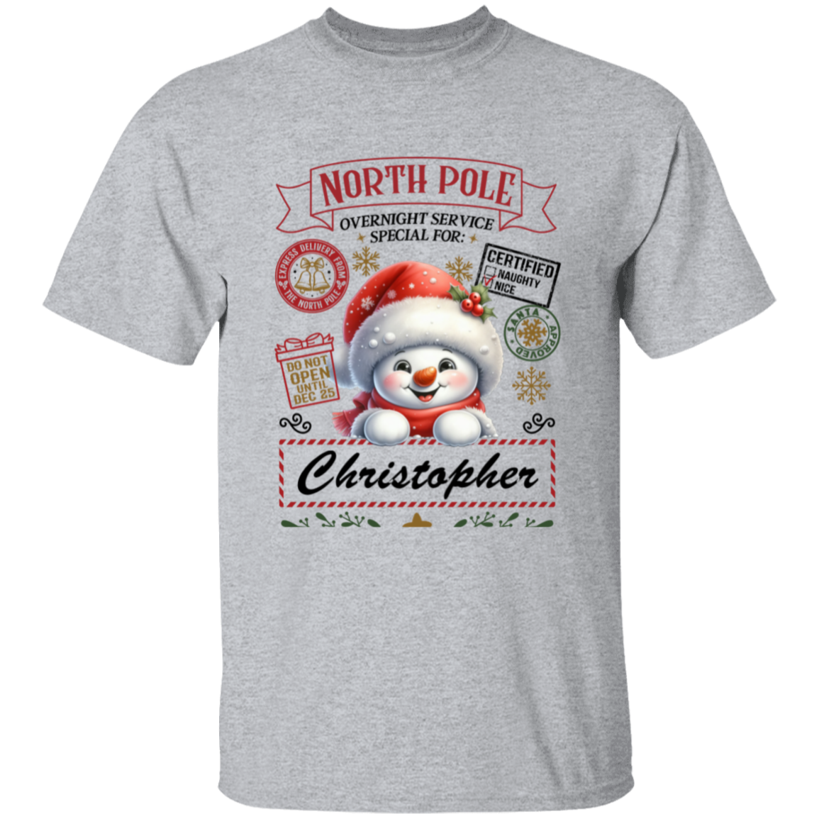 Personalized "North Pole Overnight Service" S/L T-Shirt T-Shirt