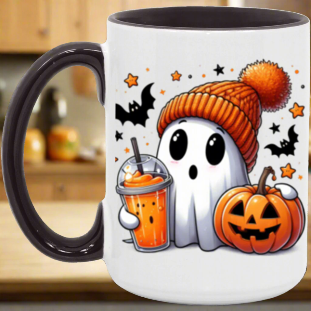 Halloween Ghost Coffee Mug, Halloween Housewarming Gift, Cute Spooky Ghost Halloween Mug,15oz Accent Mug