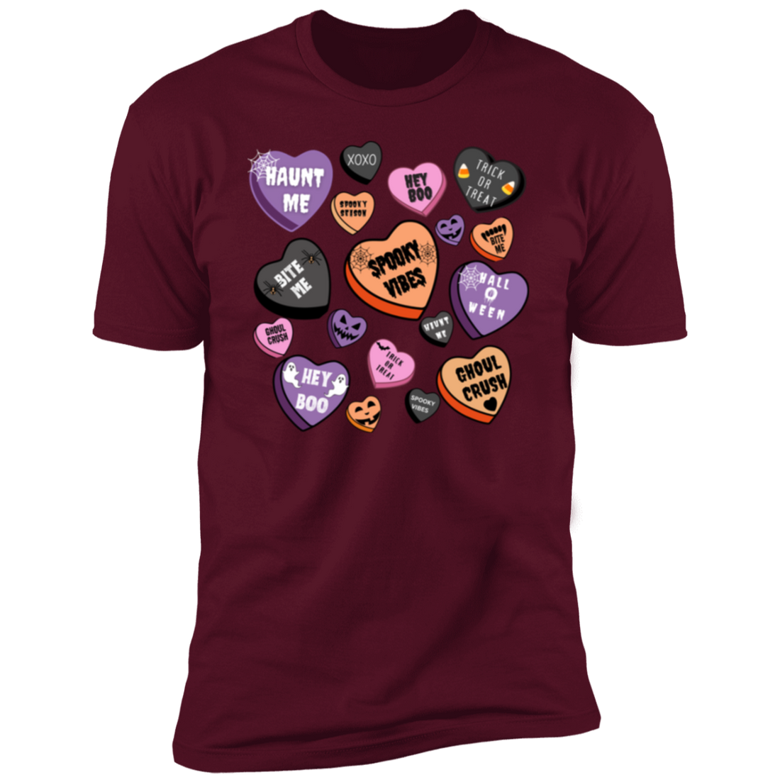 Halloween Candy Heart Short Sleeve T-Shirt | Candy Heart Halloween Gifts