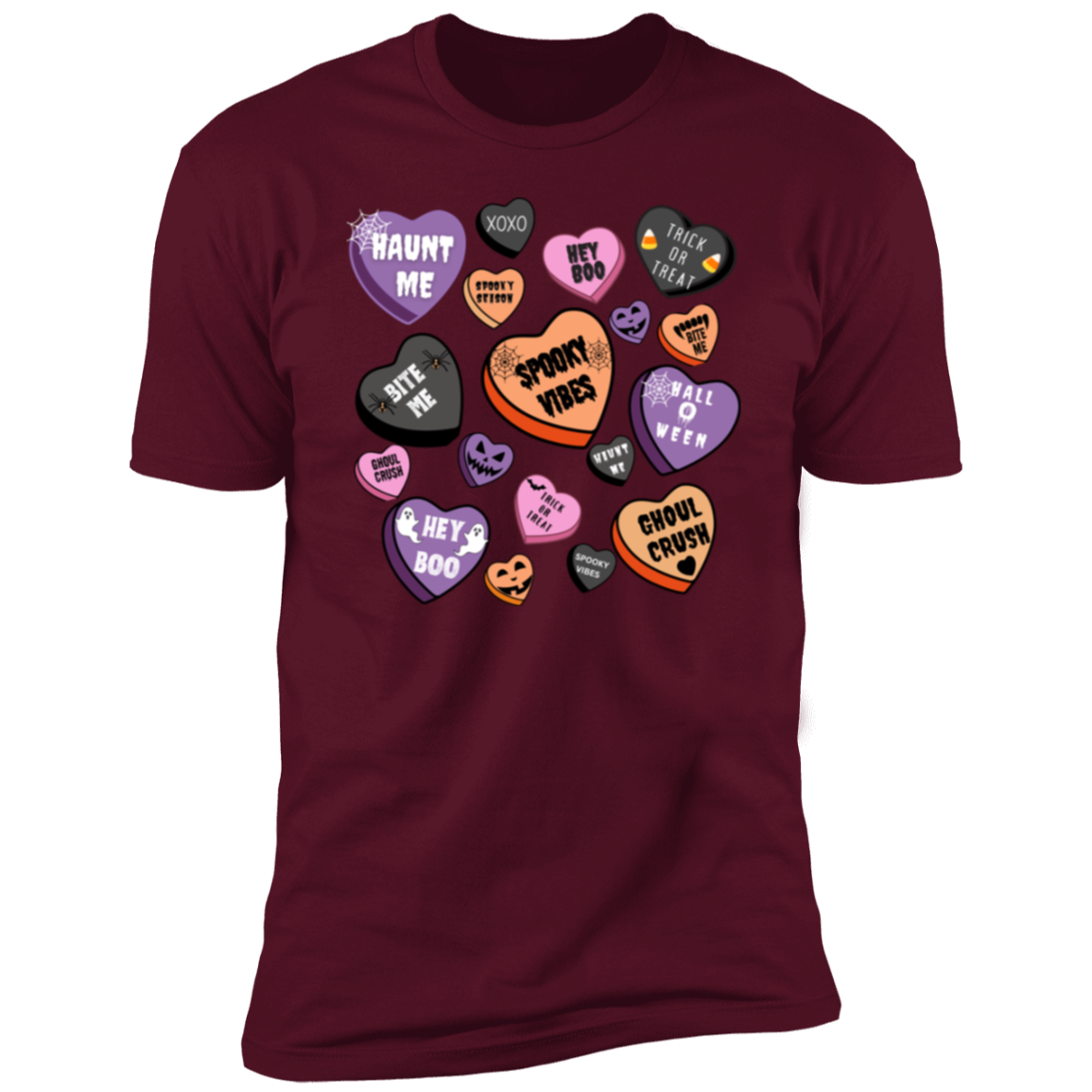 Halloween Candy Heart Short Sleeve T-Shirt | Candy Heart Halloween Gifts