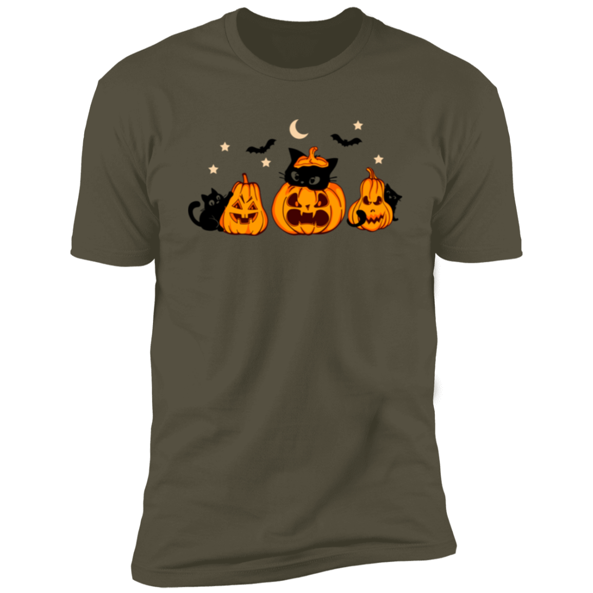 Halloween Season Short Sleeve T-Shirt | Spooky Black Cat | Pumpkin T-Shirt