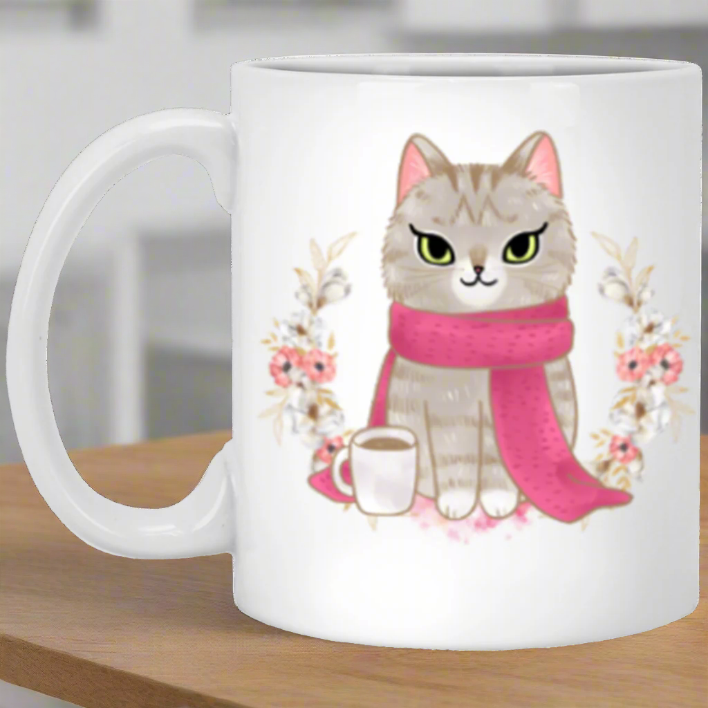 Cute Cat for Cat Lover's White 11oz. Mug