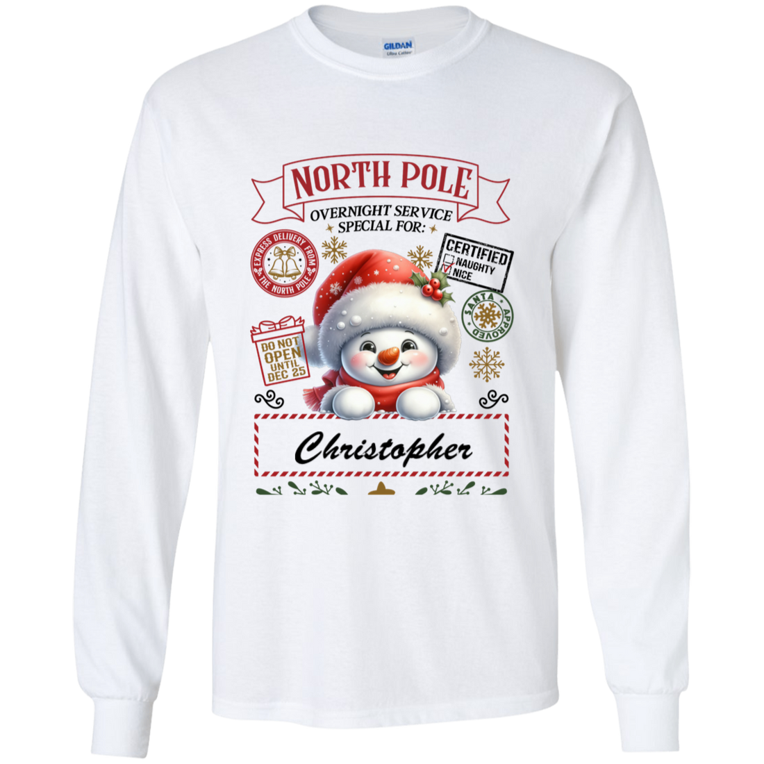 Personalized" North Pole Overnight Service" Youth and Infant T-Shirt