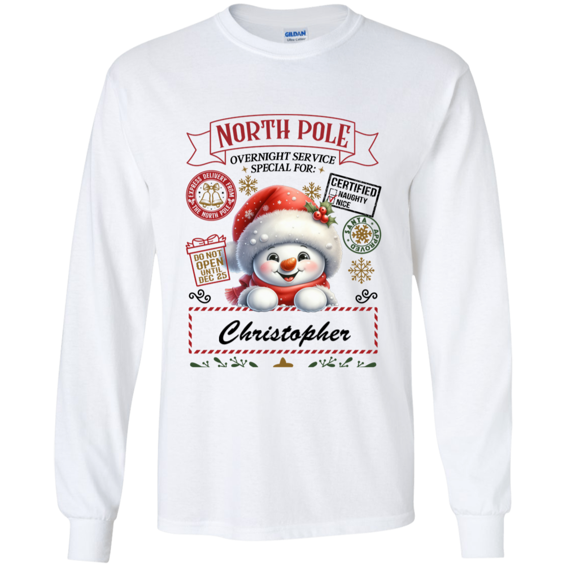 Personalized" North Pole Overnight Service" Youth and Infant T-Shirt