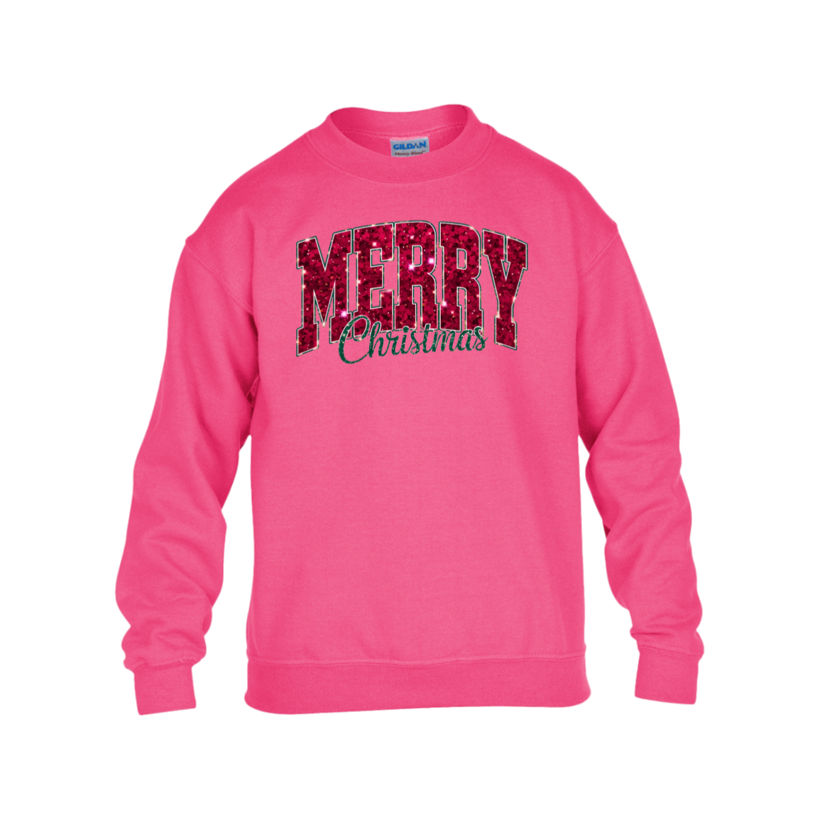 Merry Christmas Faux Glitter Sweatshirt | Cute Winter Shirt