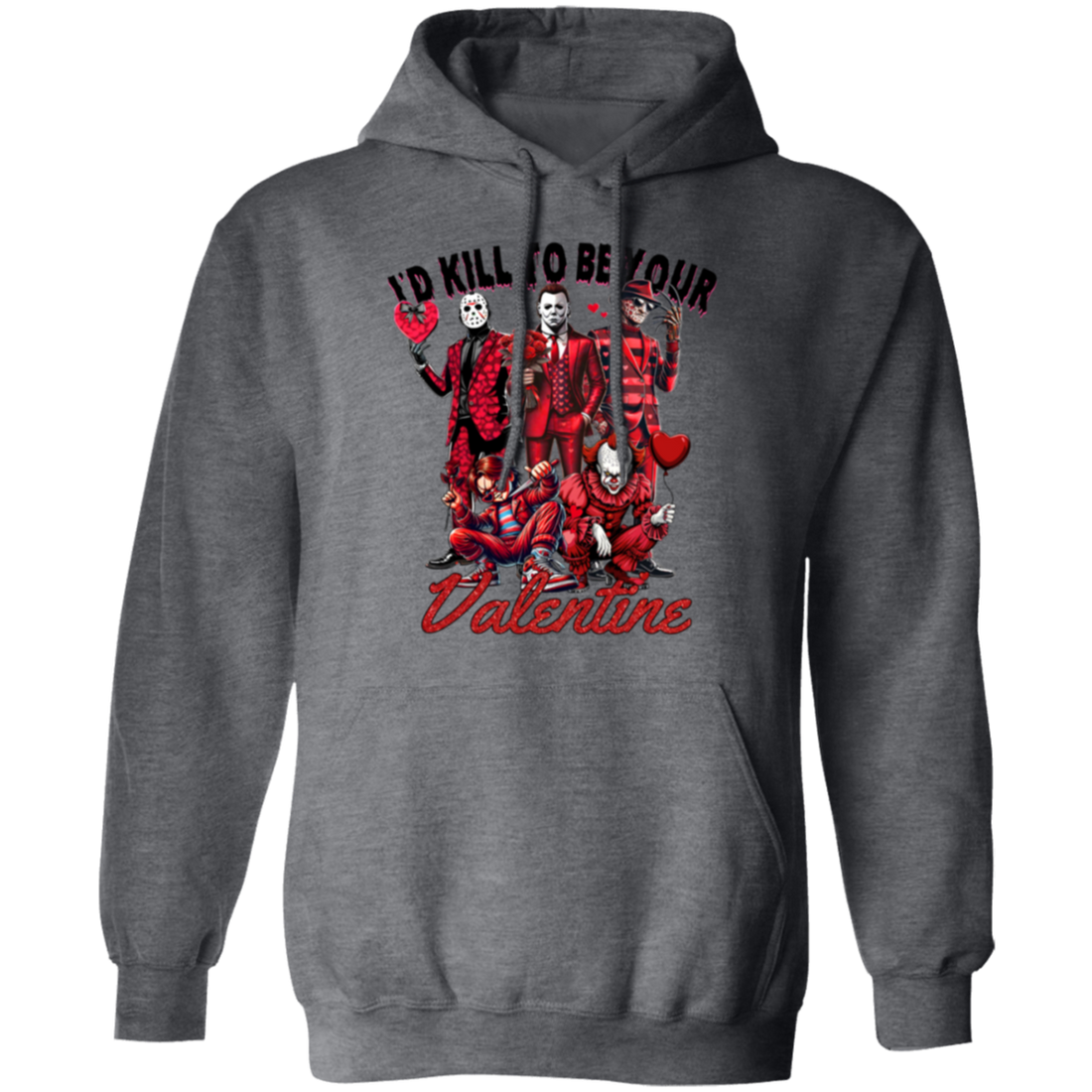 "I'd Kill to be Your Valentine" Horror Valentine Coquette Pullover Hoodie