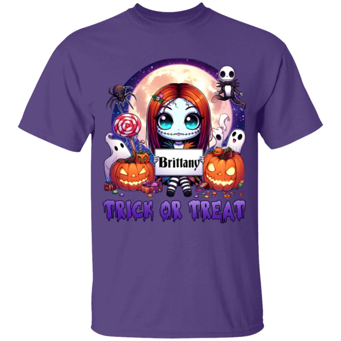 Personalized Halloween Cartoon "Trick or Treat" Youth T-Shirt