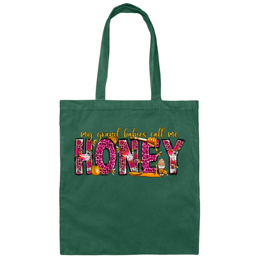 "My Grandbabies Call Me Honey" Canvas Tote Bag