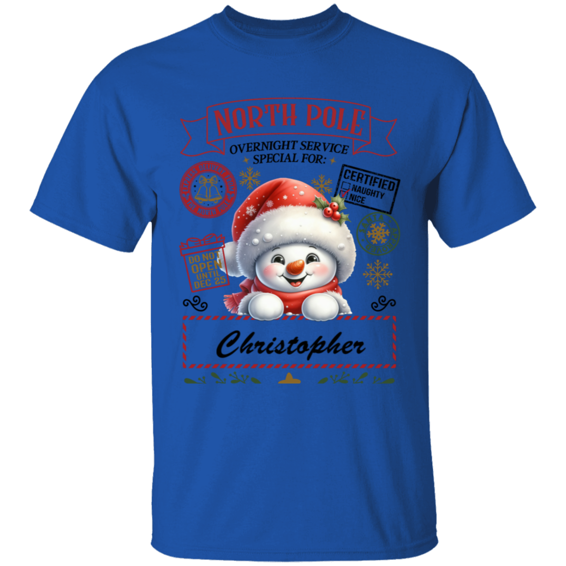 Personalized" North Pole Overnight Service" Youth and Infant T-Shirt