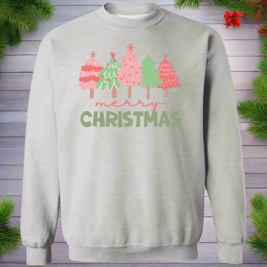 Pink Tree Christmas Sweatshirt |Cute Christmas Sweater