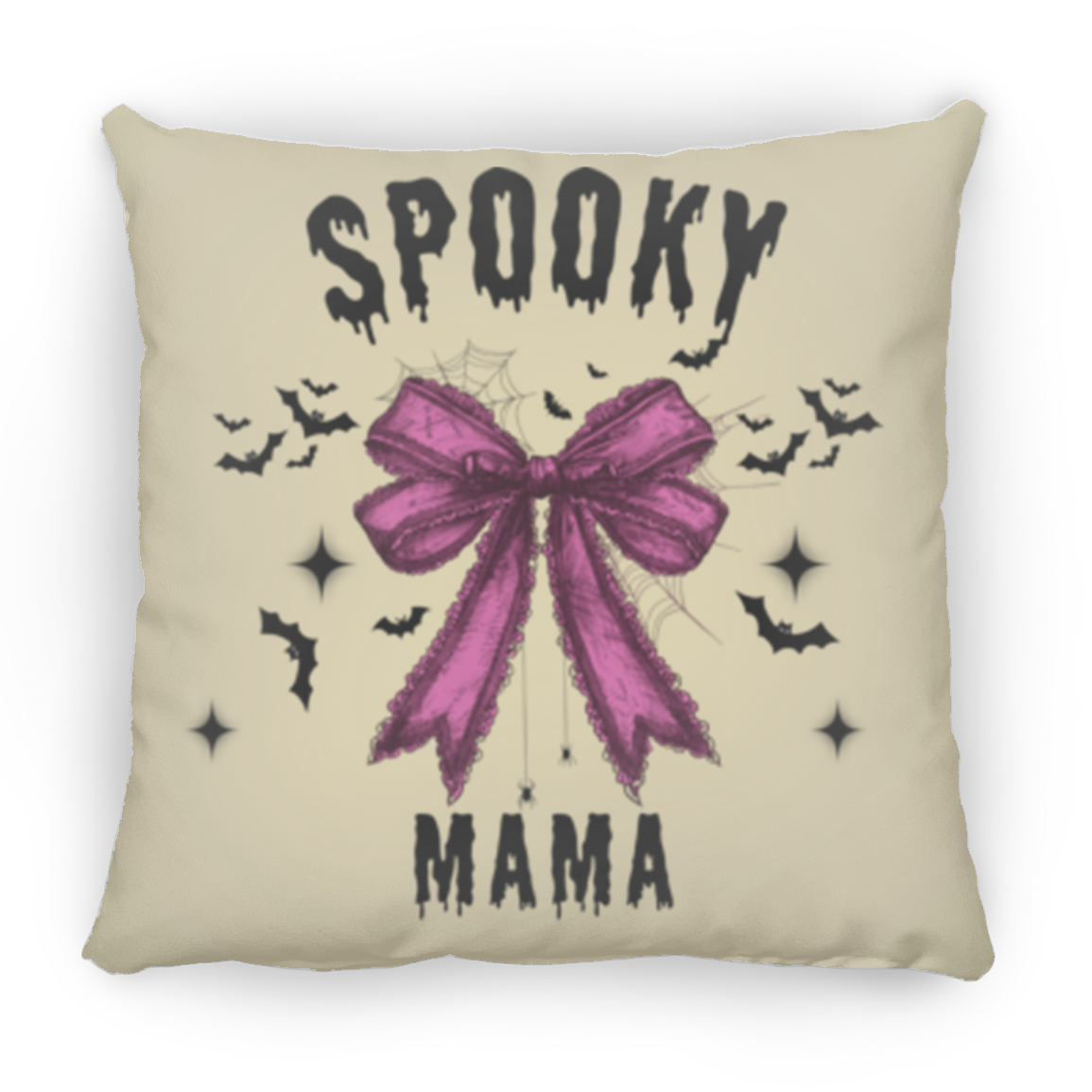 Halloween Decor, Spooky Mama Throw Pillows |Purple Bow| Grey Bow Large Throw Pillow