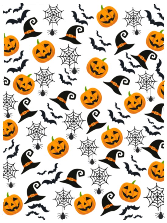 Haunted Halloween Throw Blanket: Spider Webs Witch's Hat Black Bats and Pumpkin Designs