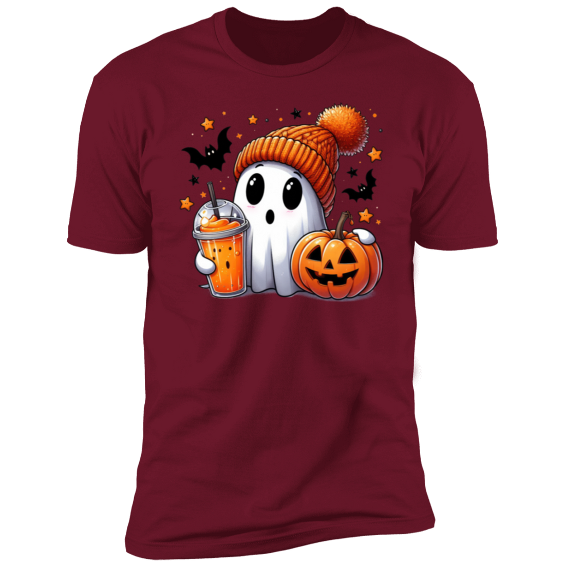 Halloween Cute Ghost and Pumpkin T-Shirt Short Sleeve