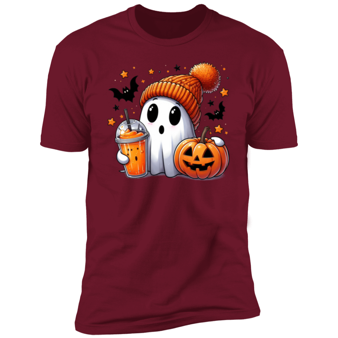 Halloween Cute Ghost and Pumpkin T-Shirt Short Sleeve