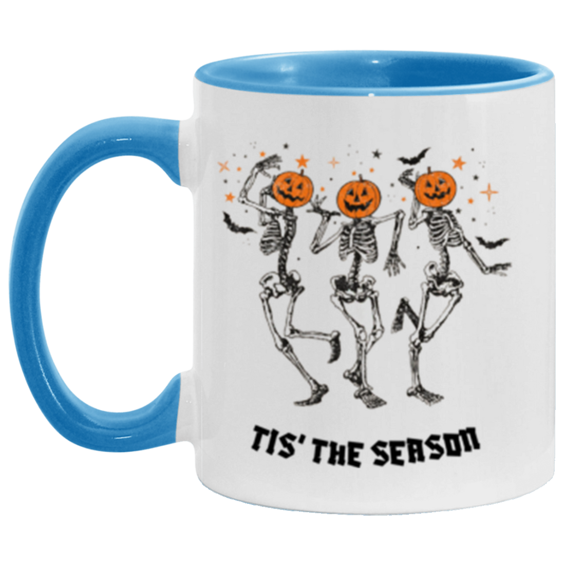 Halloween Coffee Mug, Pumpkin Head Mug, Gift For Halloween, Dancing Skeleton Mug,  11oz Accent Mug