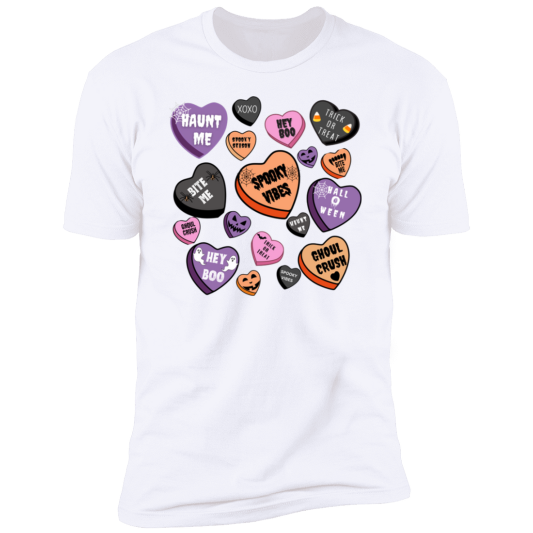 Halloween Candy Heart Short Sleeve T-Shirt | Candy Heart Halloween Gifts