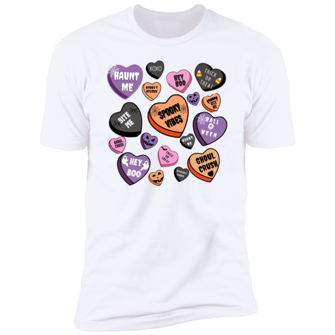 Halloween Candy Heart Short Sleeve T-Shirt | Candy Heart Halloween Gifts