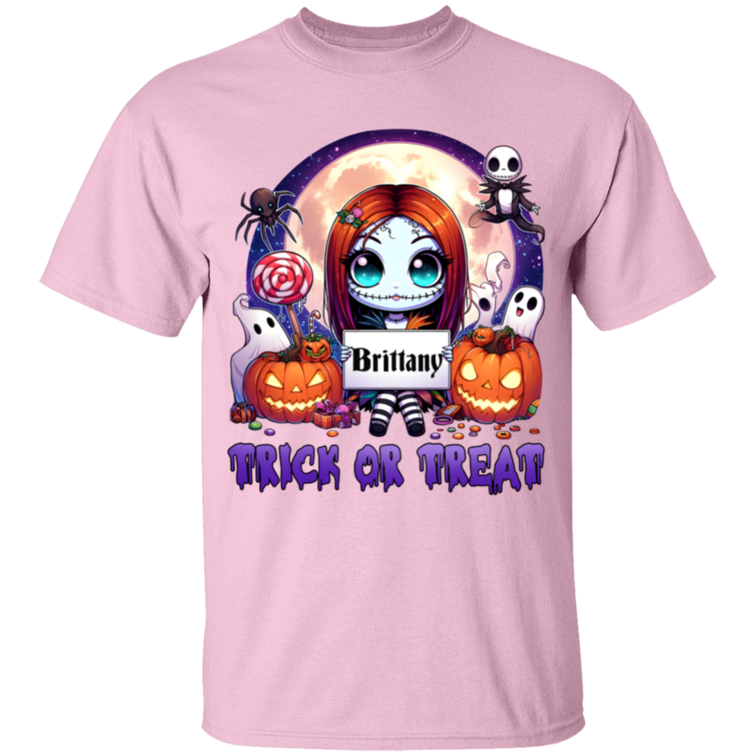 Personalized Halloween Cartoon "Trick or Treat" Youth T-Shirt